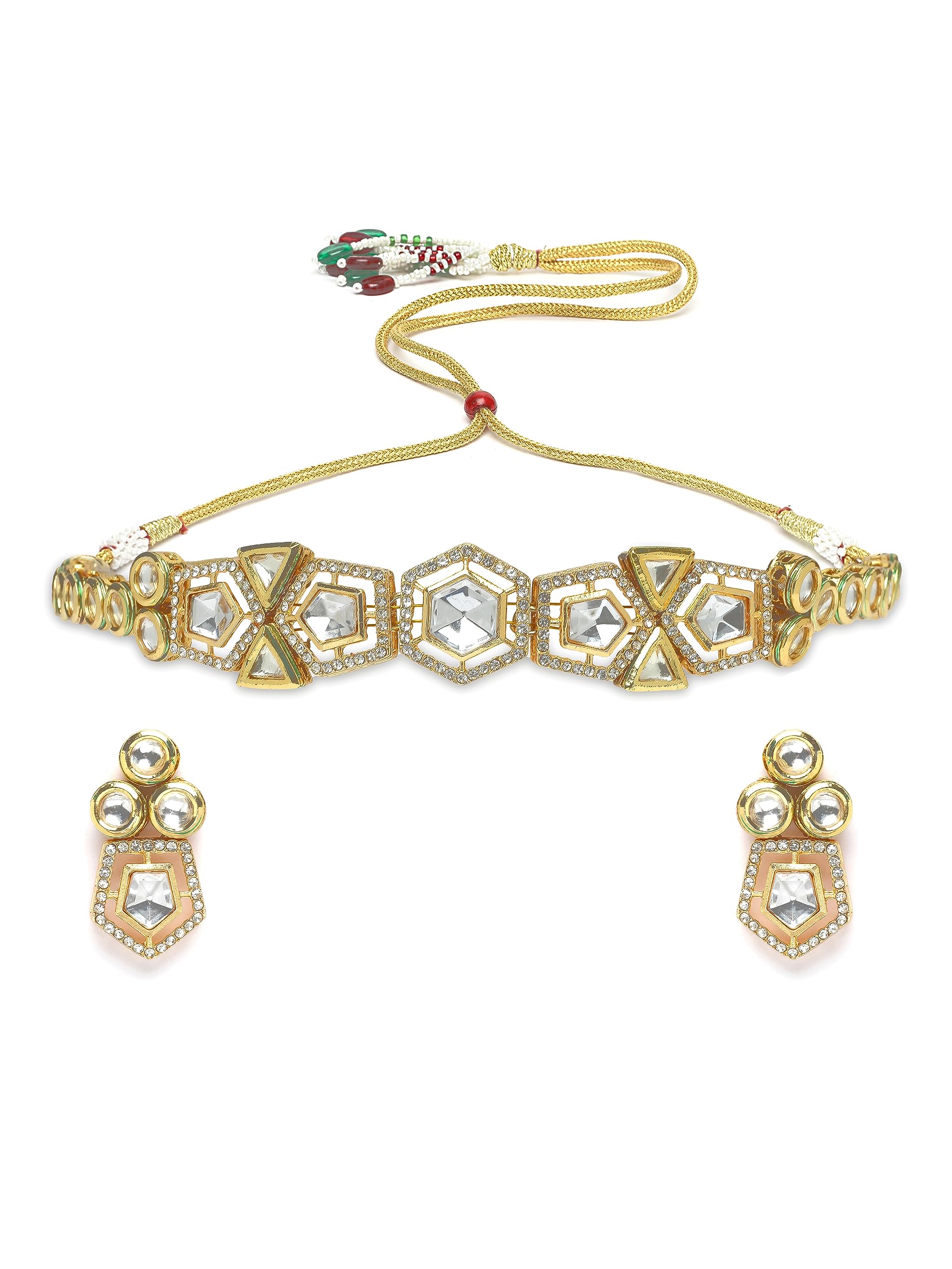 Karatcart Gold Plated Polki Kundan Choker Necklace Set for Women (B0CD5QCNND) Amazon Price History, Amazon Price Tracker
