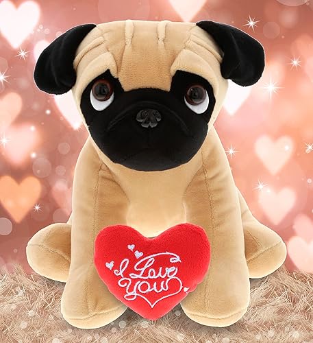 Miniatura 5 de DolliBu I Love You - Peluche de San Valentín con ojos grandes, lindo animal de peluche con corazón rojo y nombre, regalo personalizado para el día