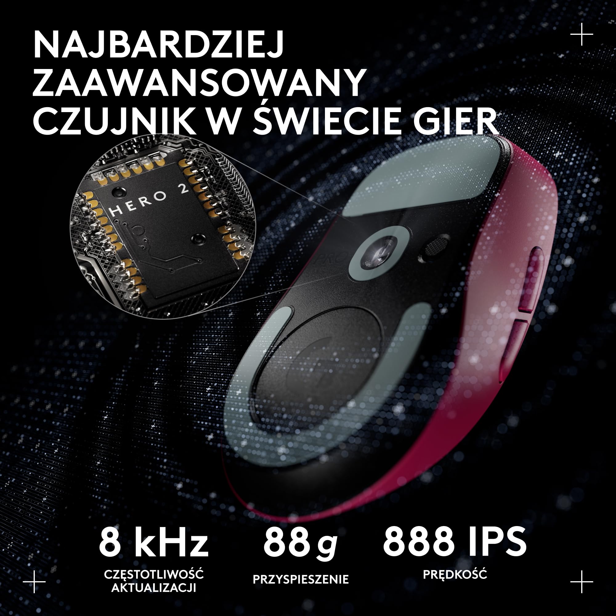 Bezprzewodowa mysz do gier Logitech G PRO X SUPERLIGHT 2 DEX LIGHTSPEED, lekka mysz klasy profesjonalnej o wadze 60 g, z 5 programowalnymi przyciskami, ładowaniem przez USB-C