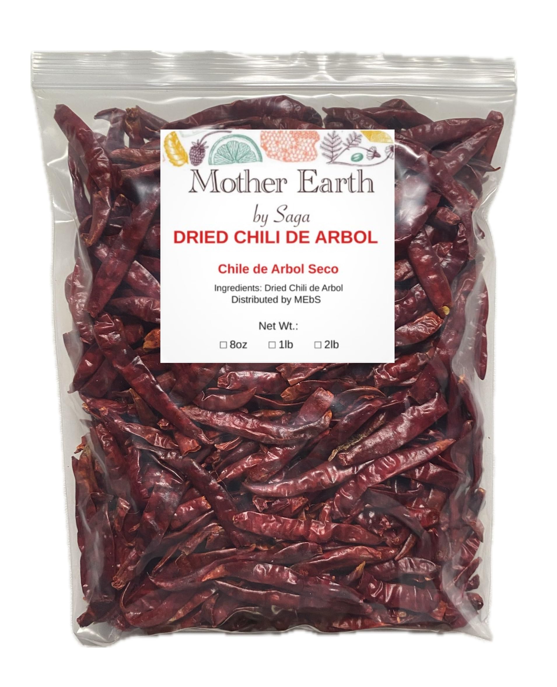 De Arbol Whole Dried Stemless Chilli Pods - (Medium - Hot)- 500g