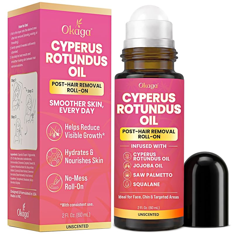 Óleo de Cyperus Rotundus Okaga para Depilação em Roll-On com Jojoba e Esqualano, 60 mL