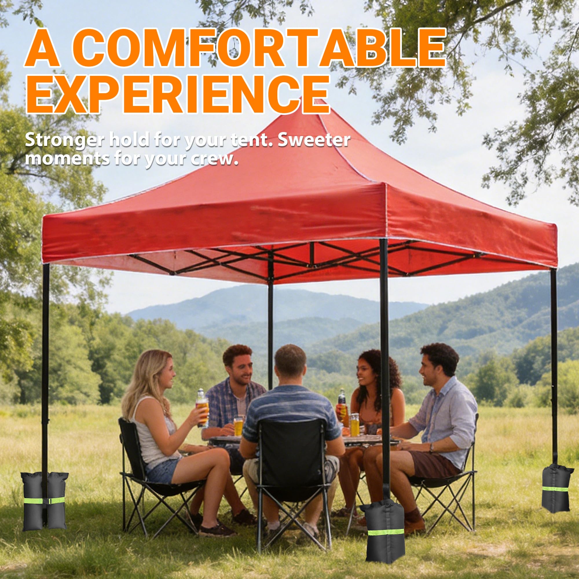 Gewichte für Pavillon Sandsäcke 4 Stück, Strapazierfähige Sandsack mit Klettverschluss für Pop-up-Überdachungszelt, Terrassenschirm, Sonnenschirm, Trampoline, Gewichtete Fußtasche, Schwarz