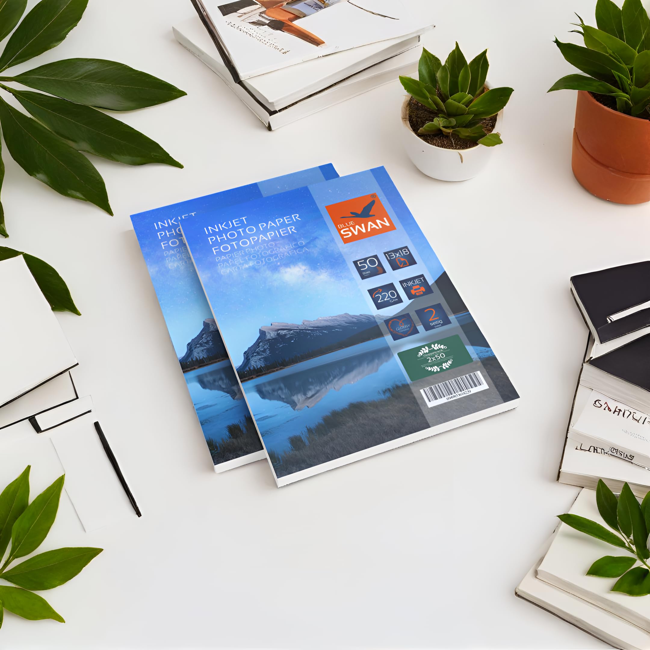 BLUE SWAN Photo Paper 1318 cm, 220 g/m, 100 Sheets, Double-Sided high Gloss, Water-Repellent, Quick-Drying, Scratch-Resistant, Compatible with Canon, HP, Epson and Brother Inkjet Printers - Image 3
