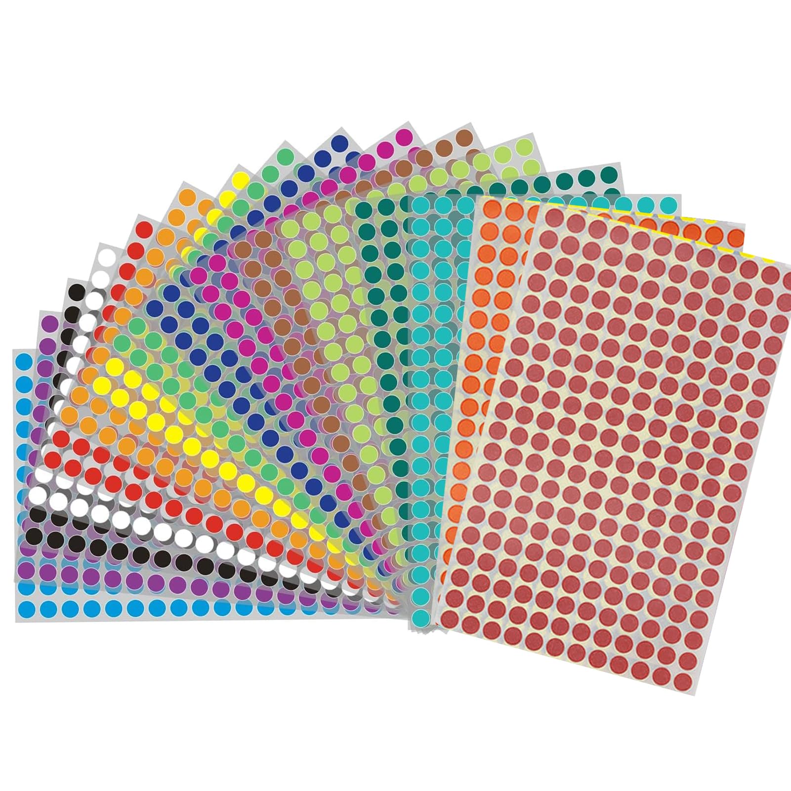 Gommettes Autocollantes Rondes 16 Pièces 6 mm Étiquettes Colorées pour Fournitures de Bureau