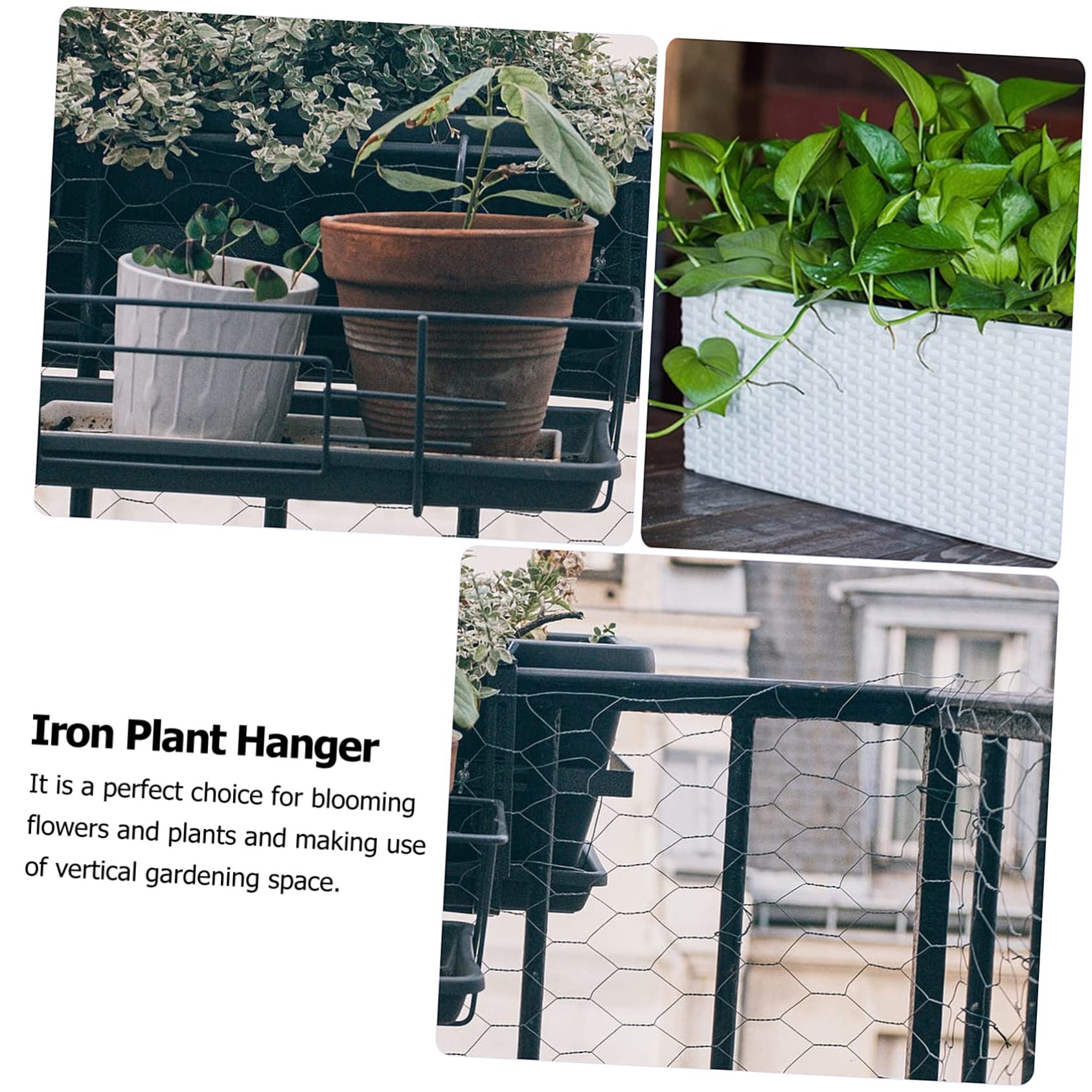 BESTonZON Blumentopfhalter Aus Eisen Balkon Hängeblumentopf Für 5-10,5cm Geländer Pflanzgefäß Aufhänger Für Garten Terrasse Wohnzimmer