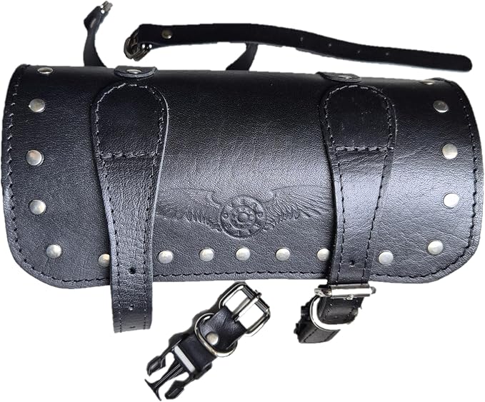 Bolsa para horquilla delantera de cuero real para moto miniatura 4
