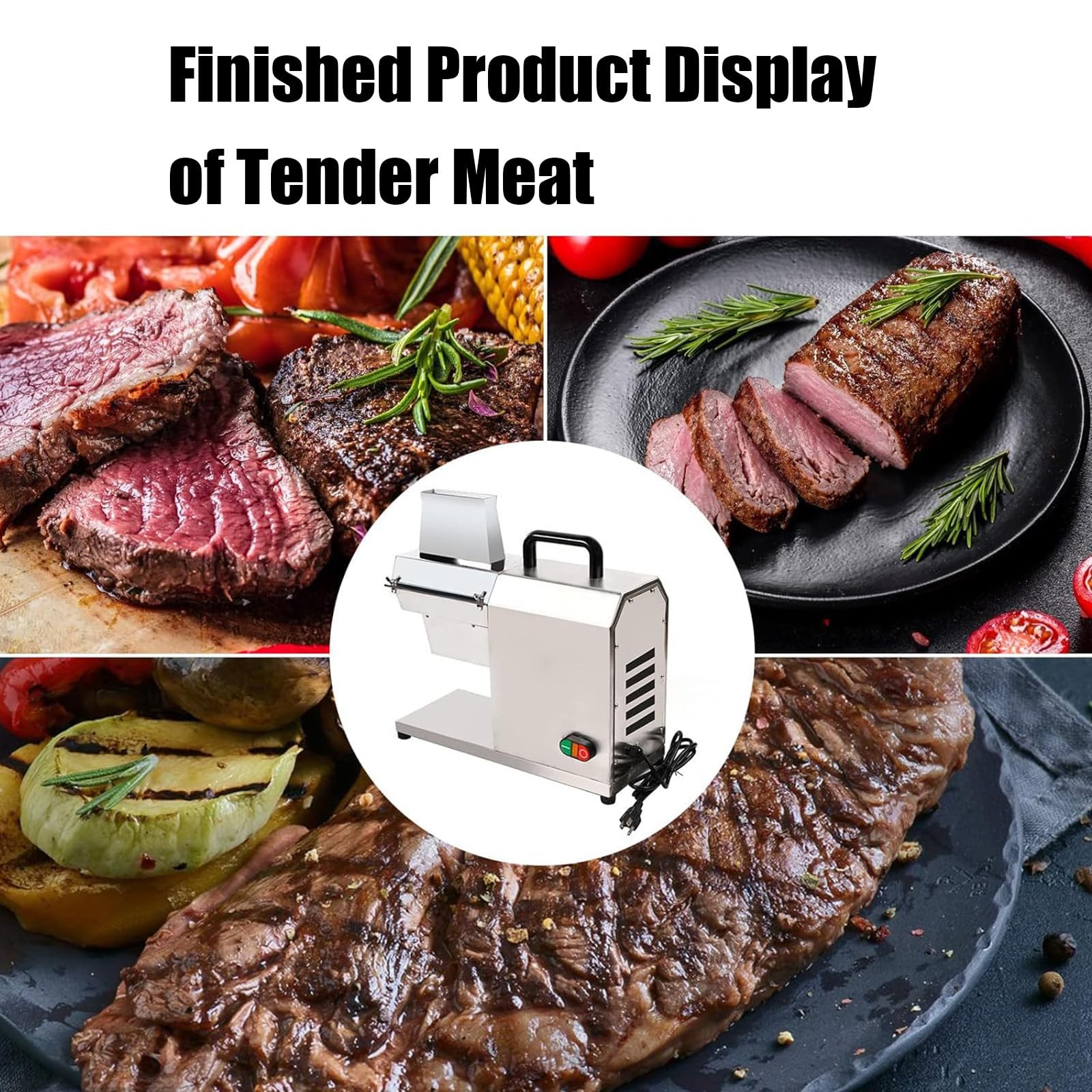 Batticarne elettrico, in acciaio inox, per carne di manzo, tacchino, pollo, maiale, montone e pesce, spessore regolabile 3-22 mm