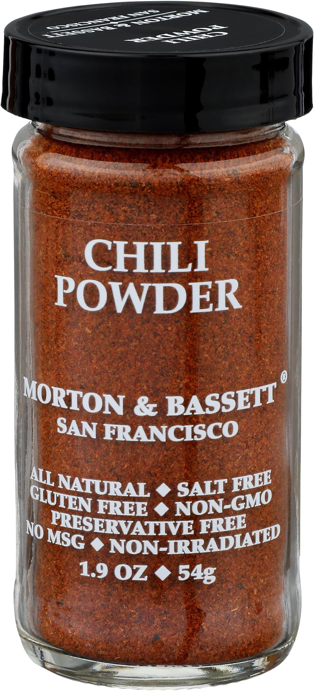 Morton & Bassett Chili Powder Seasoning, 1.9oz – Salt-Free, Non-GMO, Smoky & Bold Blend for Mexican & Tex-Mex