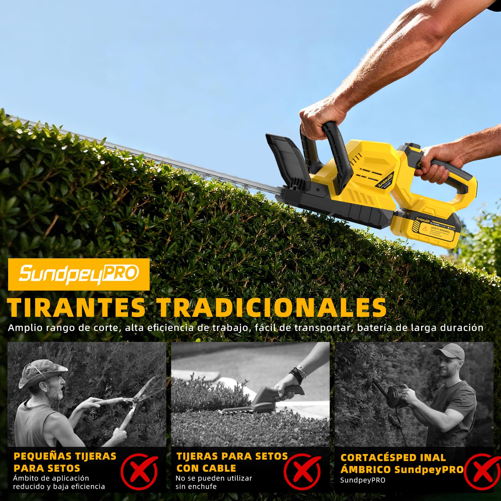53cm Cortasetos Bateria 2 x 4.0Ah - 21V Cortasetos Electrico Inalámbrico con Mango Giratorio de 180°, Espesor de Corte 16mm, Corta Setos Jardin Electrico para Setos, Arbustos y Poda