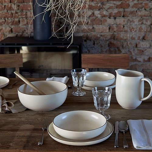 Miniatura 5 de Casafina Tazón de cerámica para sopa y pasta de cerámica - Colección Monterosa, crema-cacao  Vajilla apta para microondas y lavavajillas