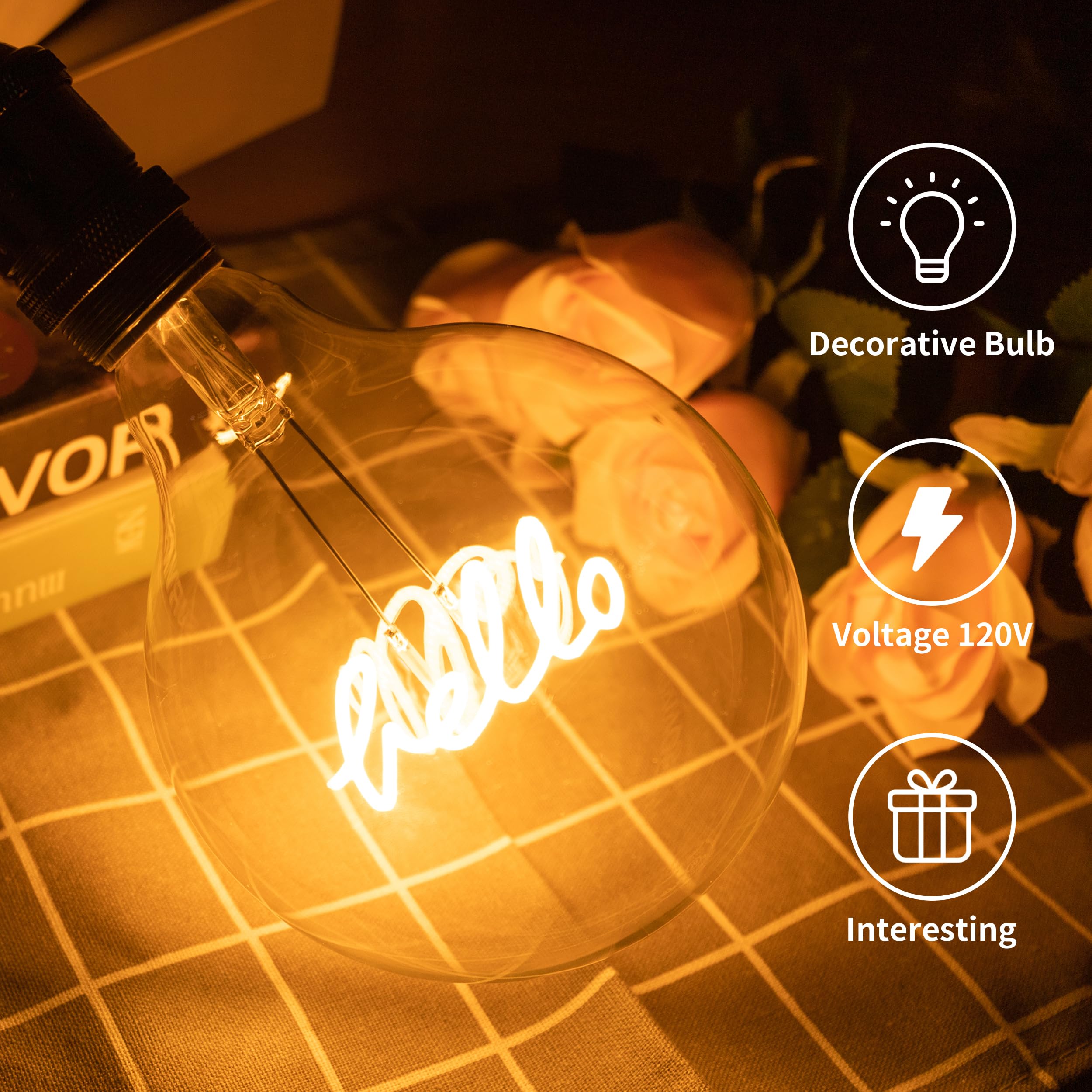 CybaaLuxzus 2W LED Decorative Light Bulb - Happy Signed Hello