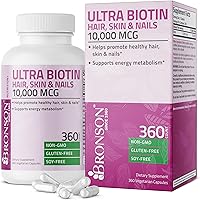 Vista 9 de Bronson Ultra Biotina 10,000 Mcg Suplemento para Cabello, Piel y Uñas, Sin GMO, 120 Cápsulas Vegetarianas