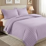 Elegant Comfort 1500 Thread Count Egyptian Quality Silky Soft Luxe 3-Piece Ensemble de couverture de couette rayée, Roi/Californie Roi, Blanc
