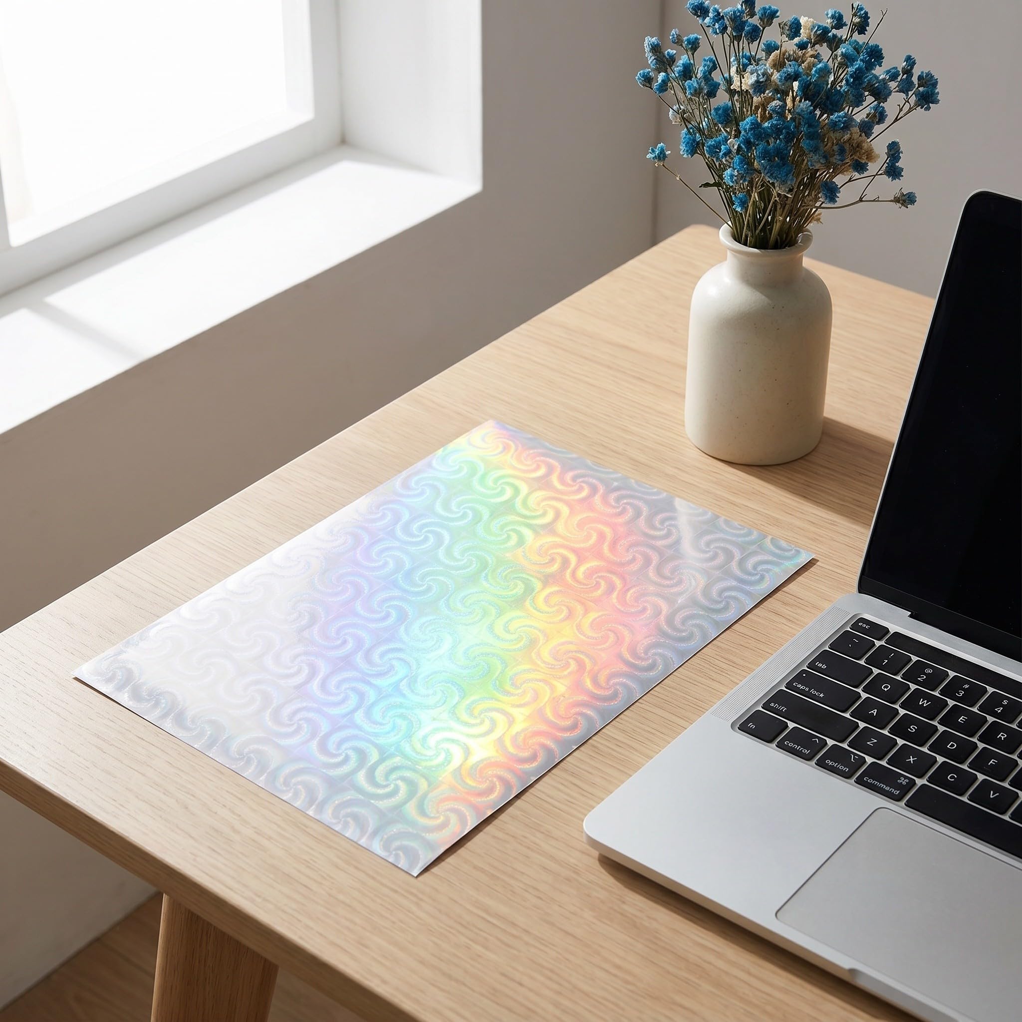 Kisangel 20 hojas de papel adhesivo holográfico para impresoras de inyección de tinta y láser - Impermeable y autoadhesivo - Tamaño A4 (28 x 21,5 cm) - Papel imprimible para decoración del hogar y
