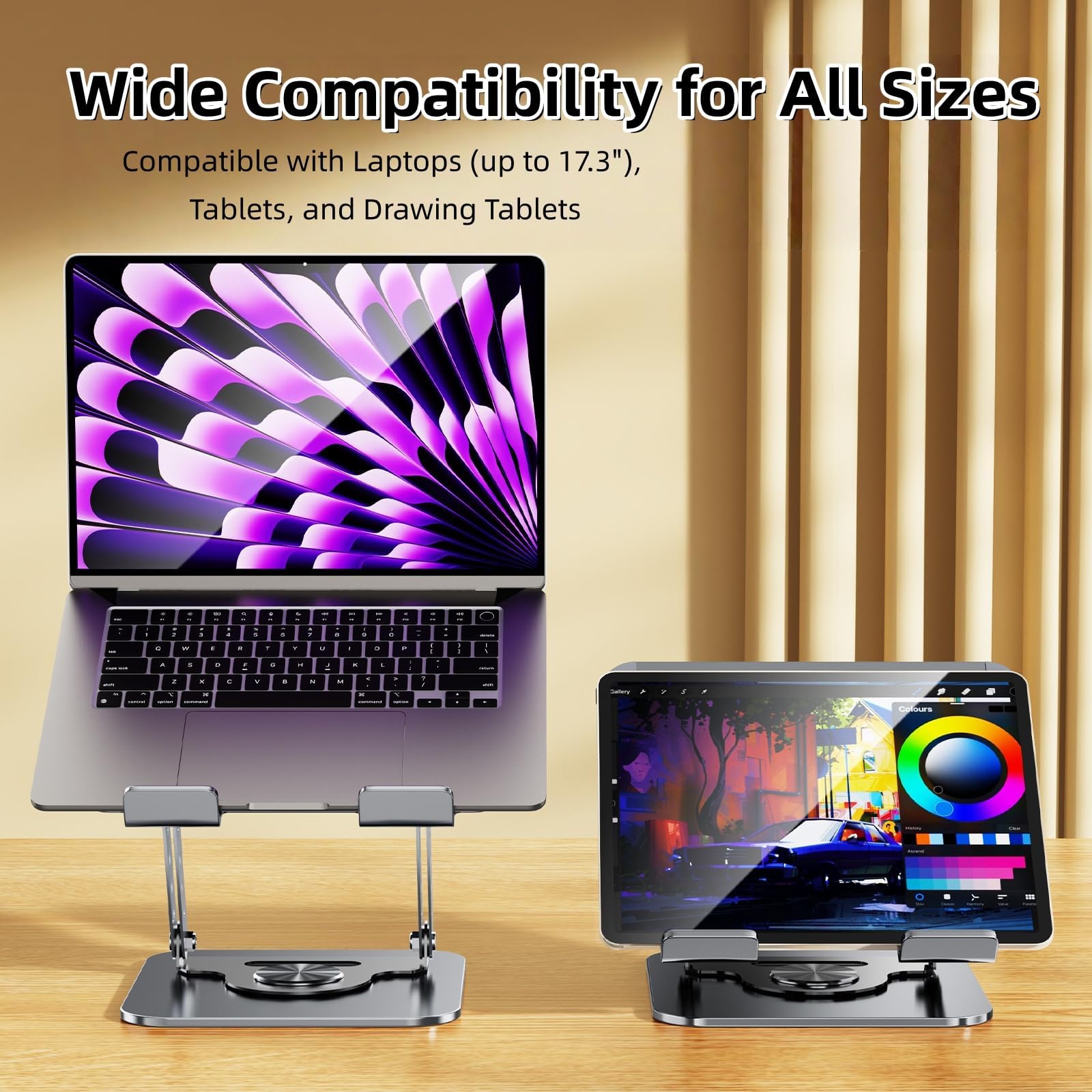 Supporto per computer portatile, regolabile in altezza/angolo, ergonomico e stabile, adatto per notebook da 11 a 17", ideale per ufficio/lavoro da casa, grigio