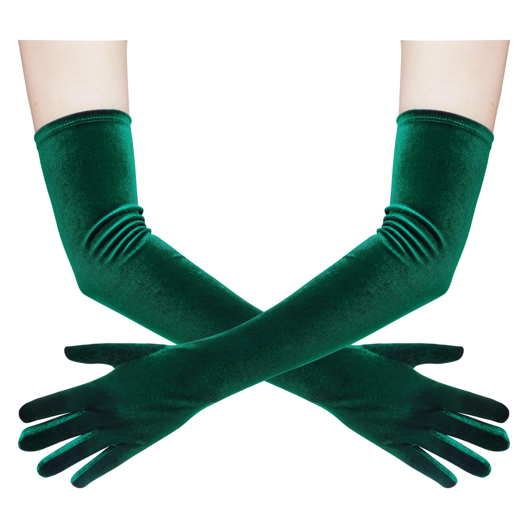 Lystaii Women Long Velvet Gloves for Women Elbow Length 1920s Opera Costume Flapper Evening Banquet Party