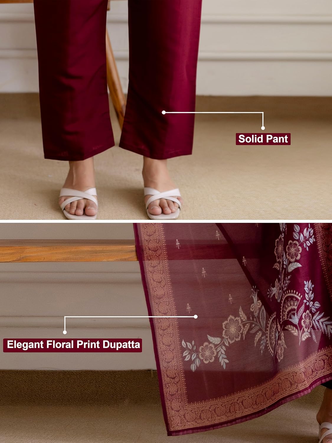TRENDMALLS Women’s Chanderi Cotton Embroidery Work Kurta Pant with Dupatta Set | Summer Ethnic Wear Kurta Set For Women