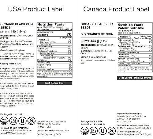 Vista 17 de Semillas de Chía Orgánicas Certificadas de Food To Live (Crudas, Negras, No Genéticamente Modificadas, Gruesas)
