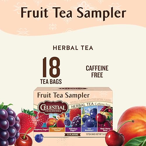 Miniatura 2 de Celestial Seasonings Paquete variado de hierbas de muestras de té de frutas, sin cafeína, caja de 18 bolsas de té