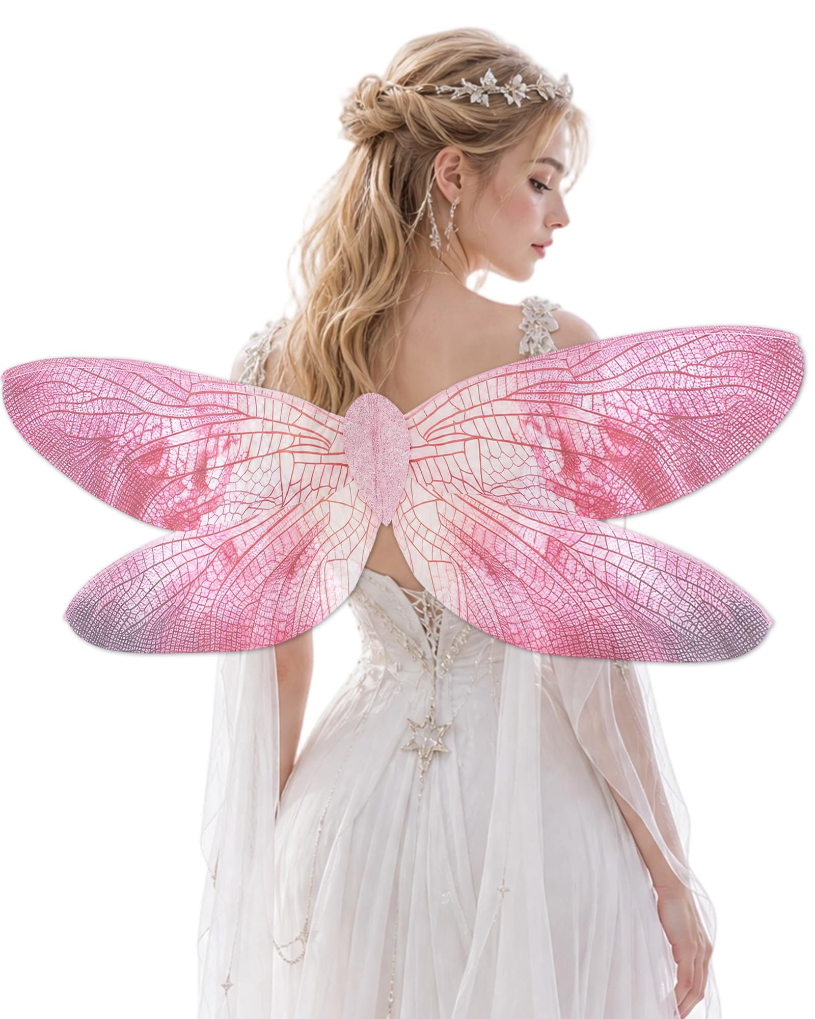 ETOFETE Pink Dragonfly Wings Fairy Costume for Adult Halloween Outfit