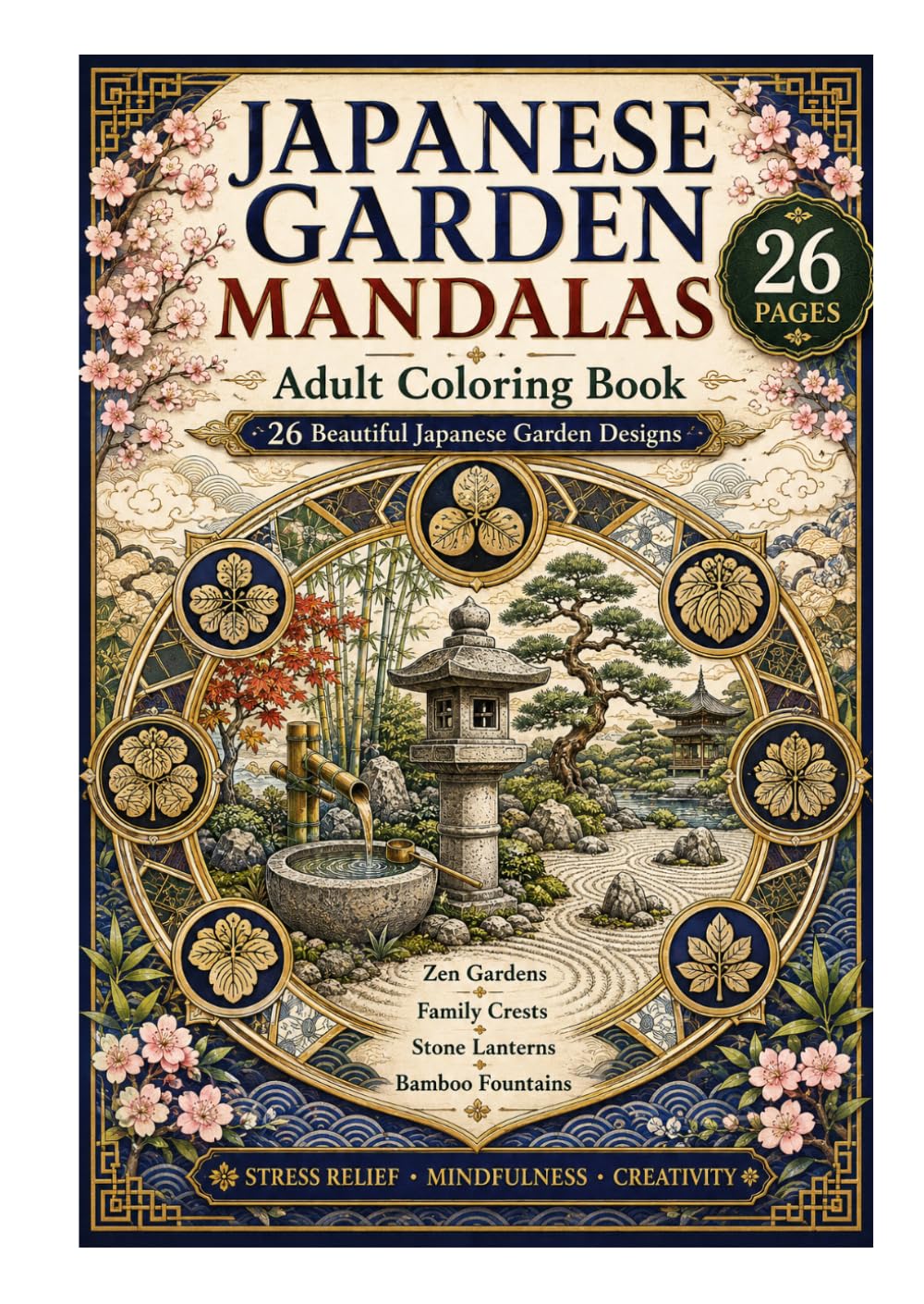 Japanese Garden Mandalas Coloring Book for Adults: Discover the timeless beauty of Japan through 26 elegant coloring pages inspired by traditional ... bamboo fountains, and Zen landscapes.