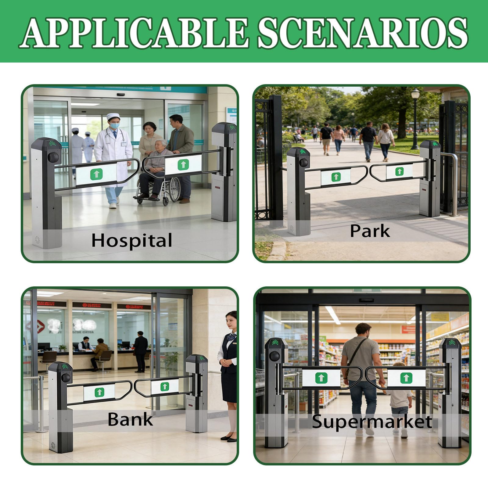 Puerta Oscilante Automática de Radar Infrarrojo para Supermercados con Cierre automático y Amortiguador de Rebote,Puerta Unidireccional con Detección de Radar