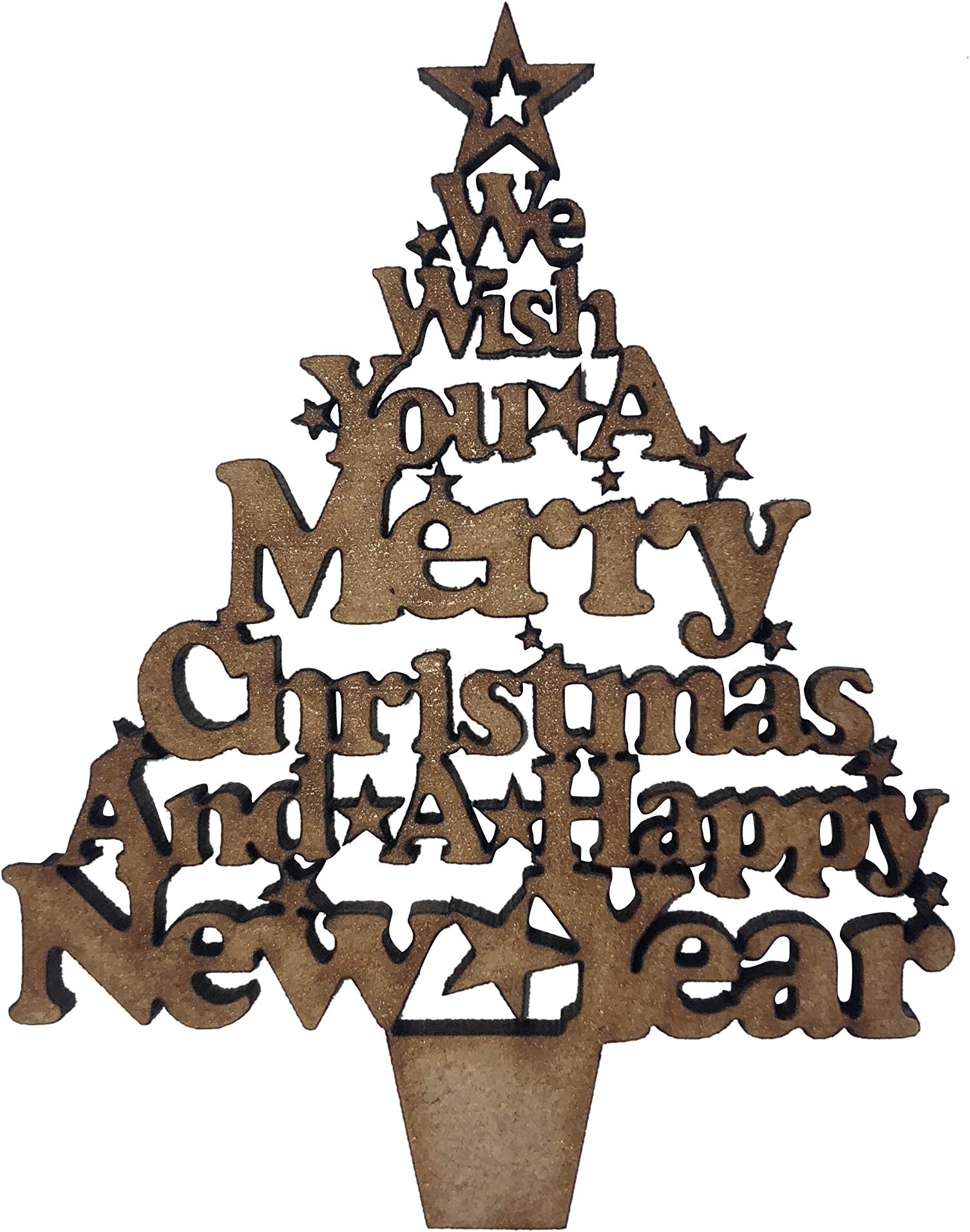 The Crafty Cow2x Merry Christmas Tree 7cm Wood Craft Embelishments Laser Cut Shape MDF