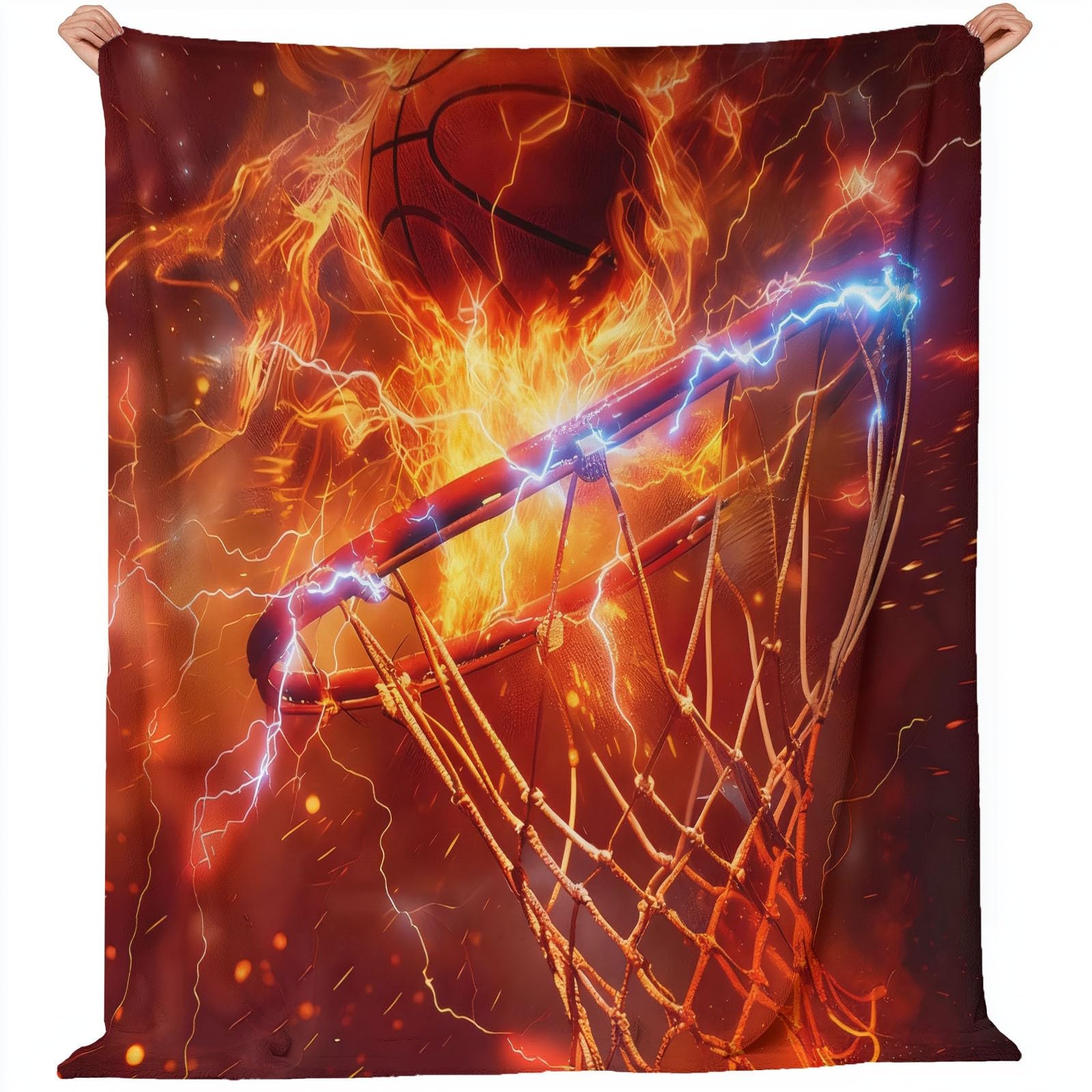 Couverture Polaire Basketball Rouge : Plaid Douillet pour Soirée Canapé et Lit
