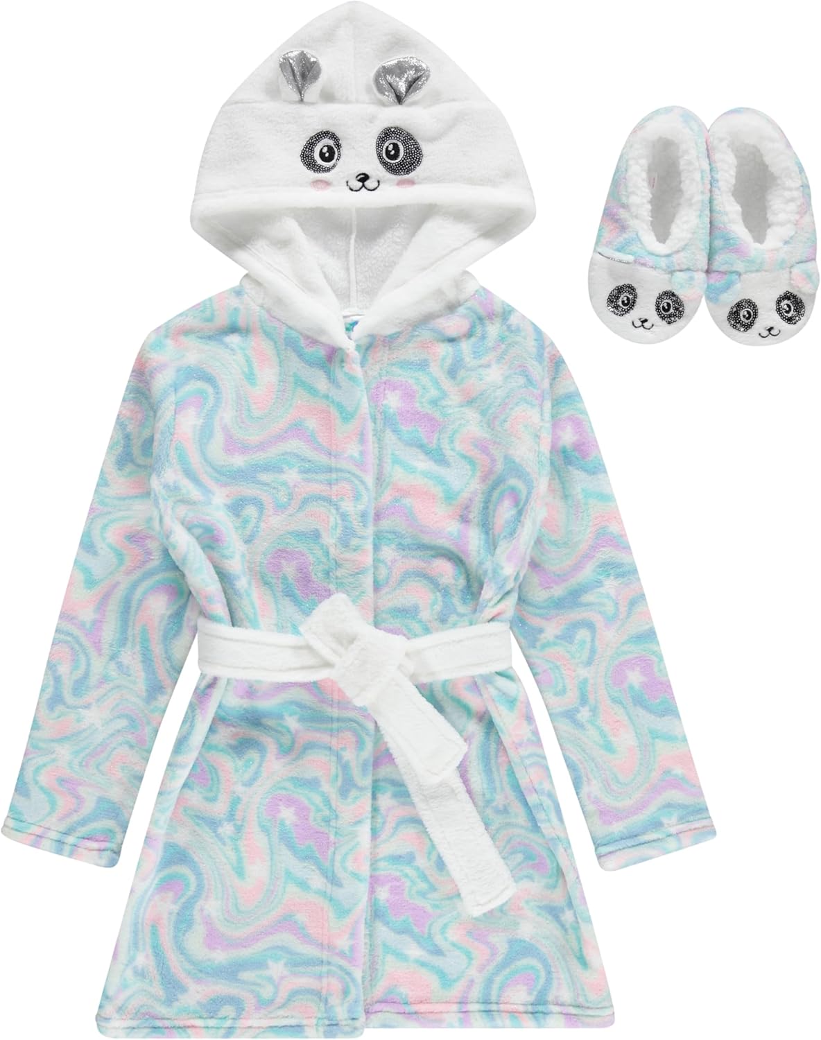 BTween Girls Unicorn Bathrobe Set Soft, Cozy, and Fun with Matching Slippers Perfect for Lounging - Image 2