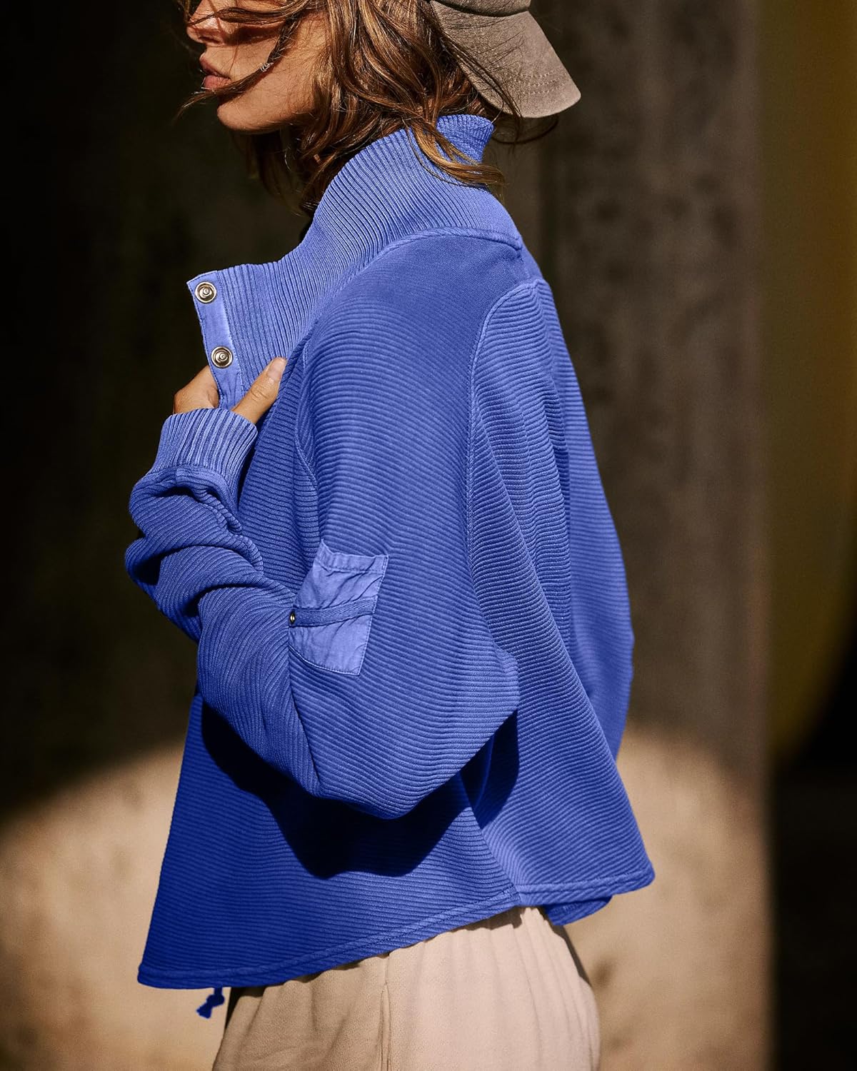 Gacaky Women's Cropped Workout Tops Ribbed Long Sleeves Henley Tee Shirt Dance Clothes Athletic Sports Shirts for Women - Image 3