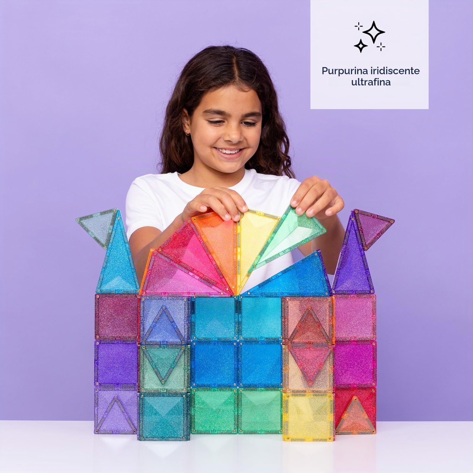 CONNETIX Azulejos Magnéticos Glitter Paquete Castillo, 48 Piezas