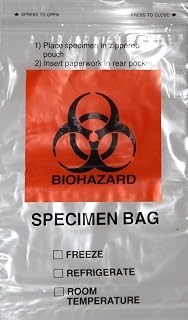 Specimen Biohazard Bags with Extra Pocket 6"x9" (Qty 1,000 bags) by BioRx Sponix