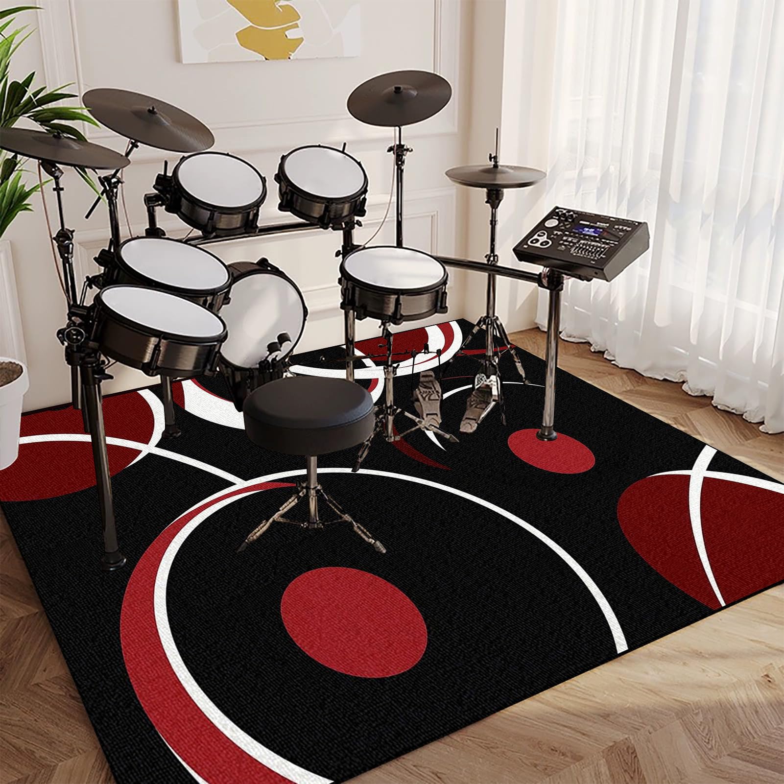 Tapis De Tambour Insonorisé, Tapis pour Batterie Antidérapant, Tapis Professionnel de Jazz, 120 x 100 cm Tapis d'absorption des vibrations pour Grosse Caisse Claire et Autres Instruments de Musique