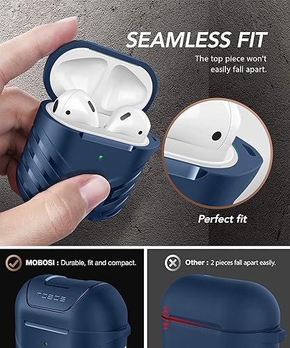Miniatura 6 de MOBOSI Vanguard Armor Series Funda para AirPods diseñada para AirPods 2 y 1, funda protectora de cuerpo completo para AirPod militar con llavero