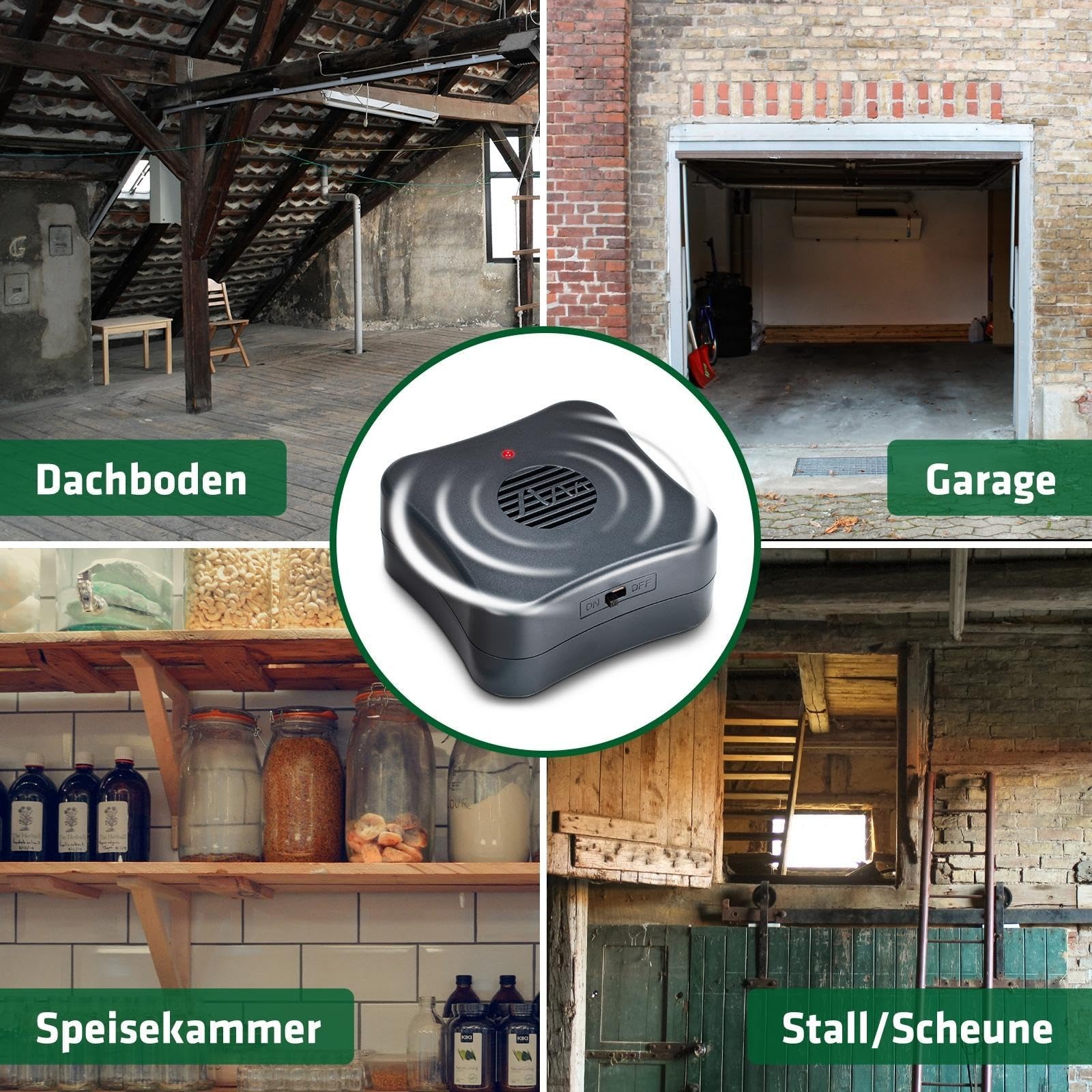 Gardigo® Mäusevertreiber Mobil - 3er Set | Ultraschall Mäuseabwehr gegen Mäuse und Ratten | Mobil einsetzbar durch Batteriebetrieb | Wirkungsbereich bis ca. 40m² | Ratten vertreiben Mäuse vertreiben
