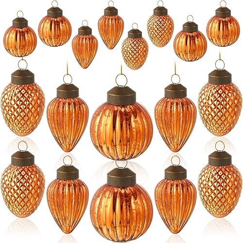 Deekin Juego de 24 mini adornos navideños de cristal, adornos surtidos de bolas de vidrio colgantes para decoración de árbol de Navidad pequeño con
