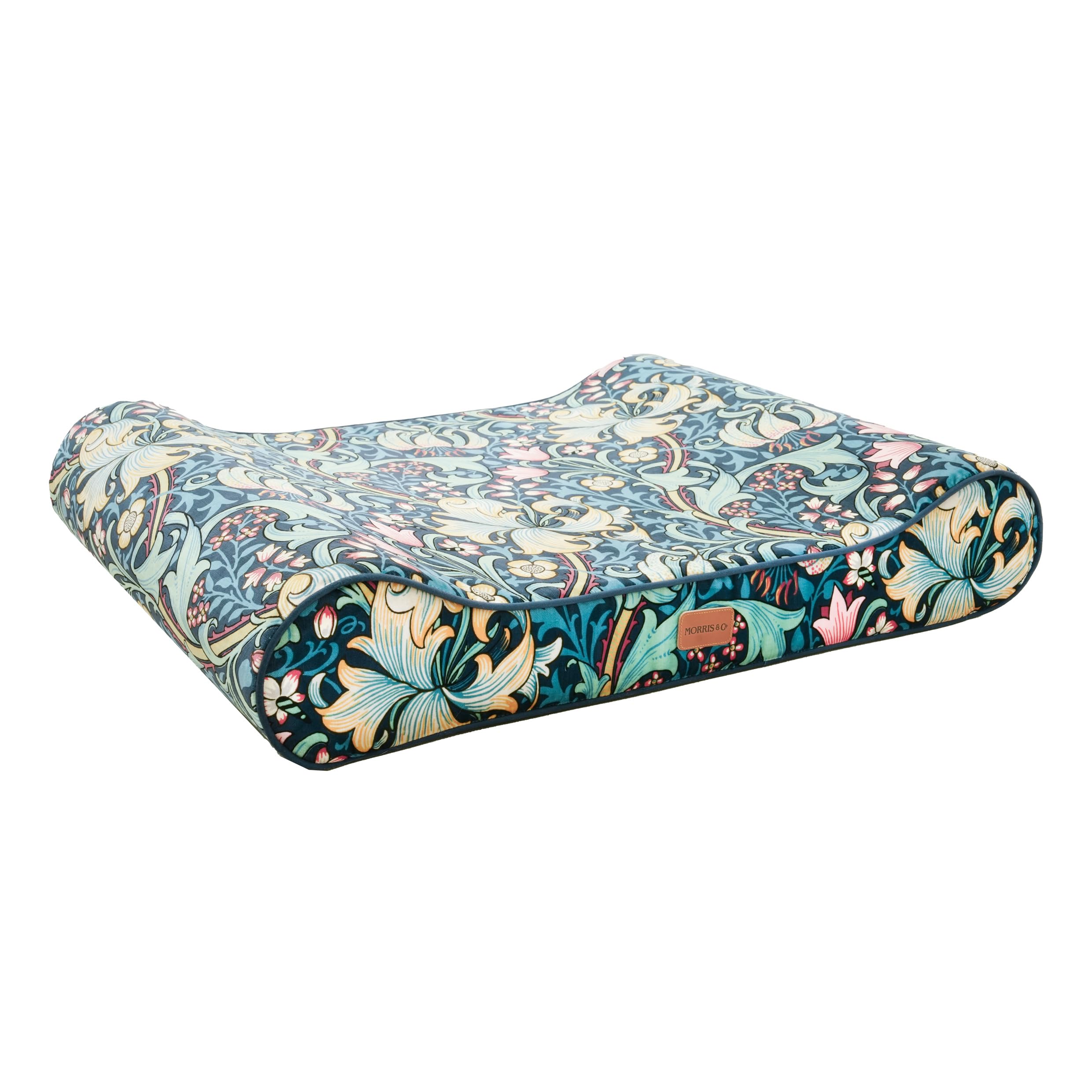 Rosewood x Morris & Co. - Colchón reclinable Golden Lily - Cama de Lujo para Perro de Espuma viscoelástica con el icónico Estampado de William Morris, Funda Lavable, Tela Resistente a los arañazos