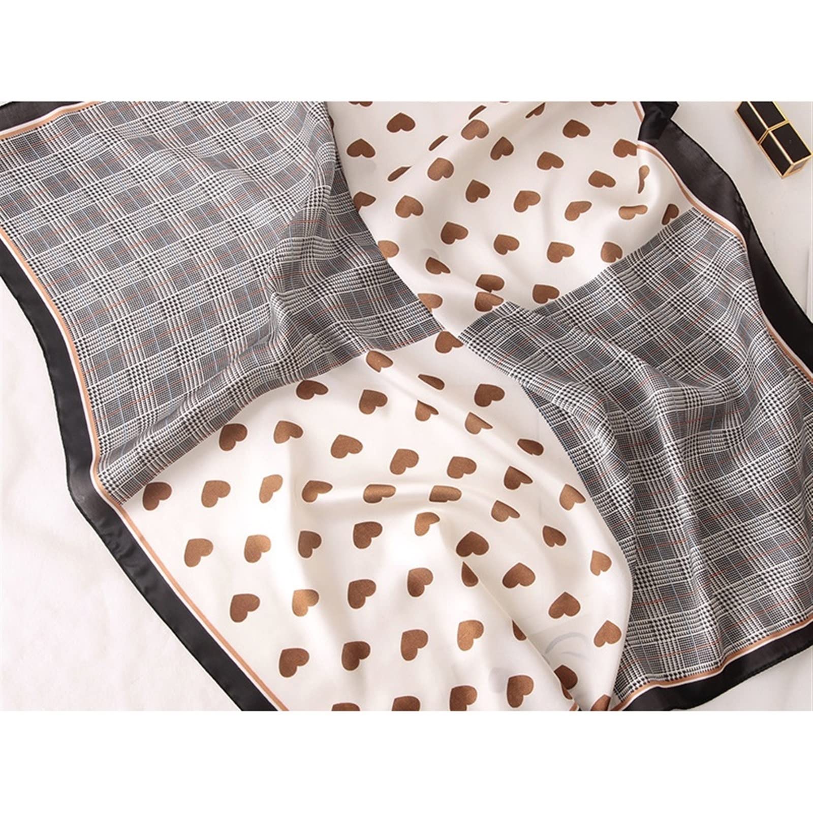 ACiyD Sciarpe da Donna Sciarpa di Seta Sciarpa Quadrata da Donna Stampa a Cuore Fascia da Donna Moda Scialli e Stole Sciarpe da Donna Turbanti Estate (Color : 1, Size : 70X70CM) (2 70X70CM)