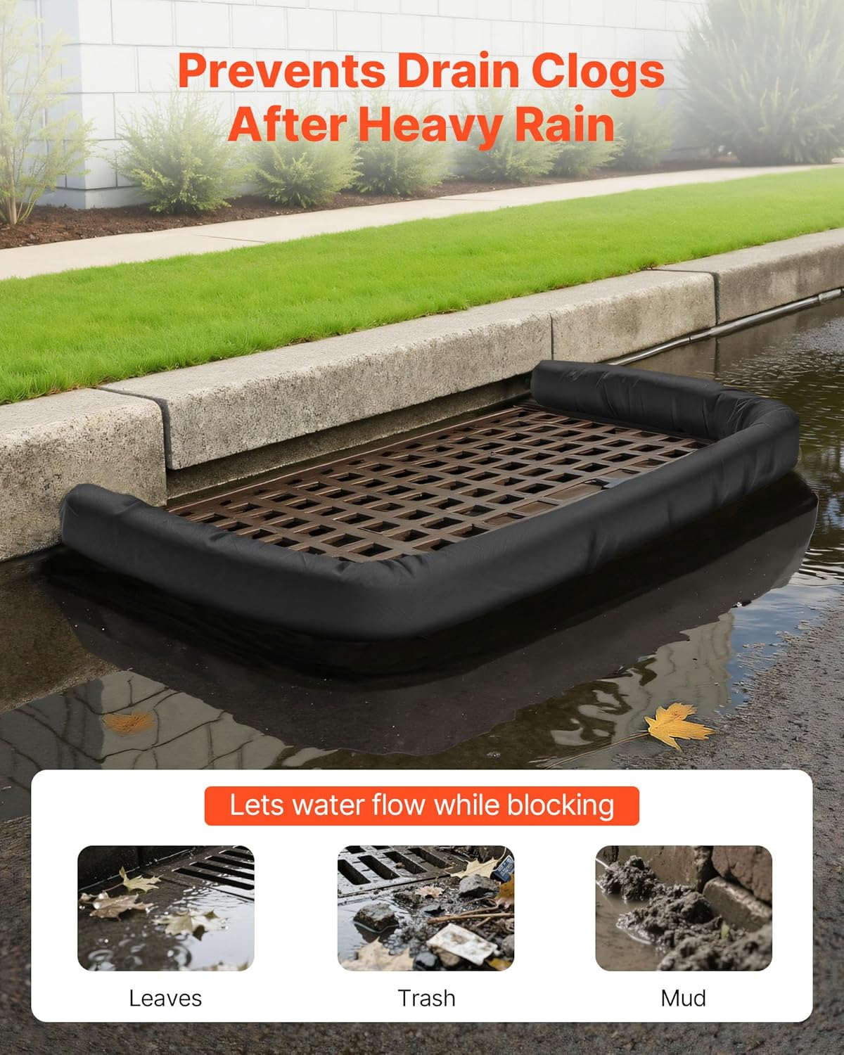 VEVOR Sediment Filter Sock, 4Pcs Erosion Control Socks Dia. 5 in x 10 ft L Coverage, Polypropylene Filler, Flexible & Efficient Silt Fence Socks for Storm-Water Management, Drainage Protection