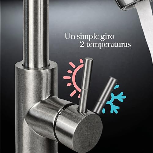 Miniatura 4 de Grifo de lavabo de acero inoxidable Grifo de cocina individual Grifo de lavabo sin plomo Pulverizador