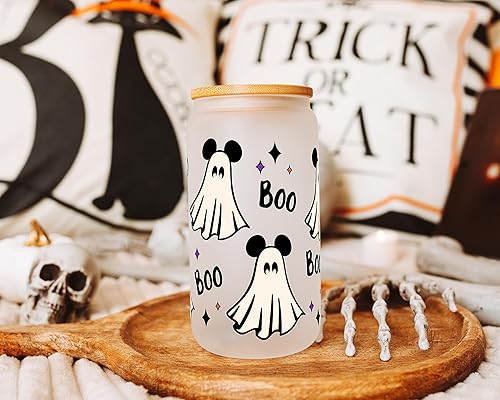 Miniatura 10 de Mouse Pumpkin Halloween Cute Glass Cup, Fall Iced Coffee Glass Spooky Season Gift, Halloween Themed Gift for Women Mouse Cup Glass Tumbler