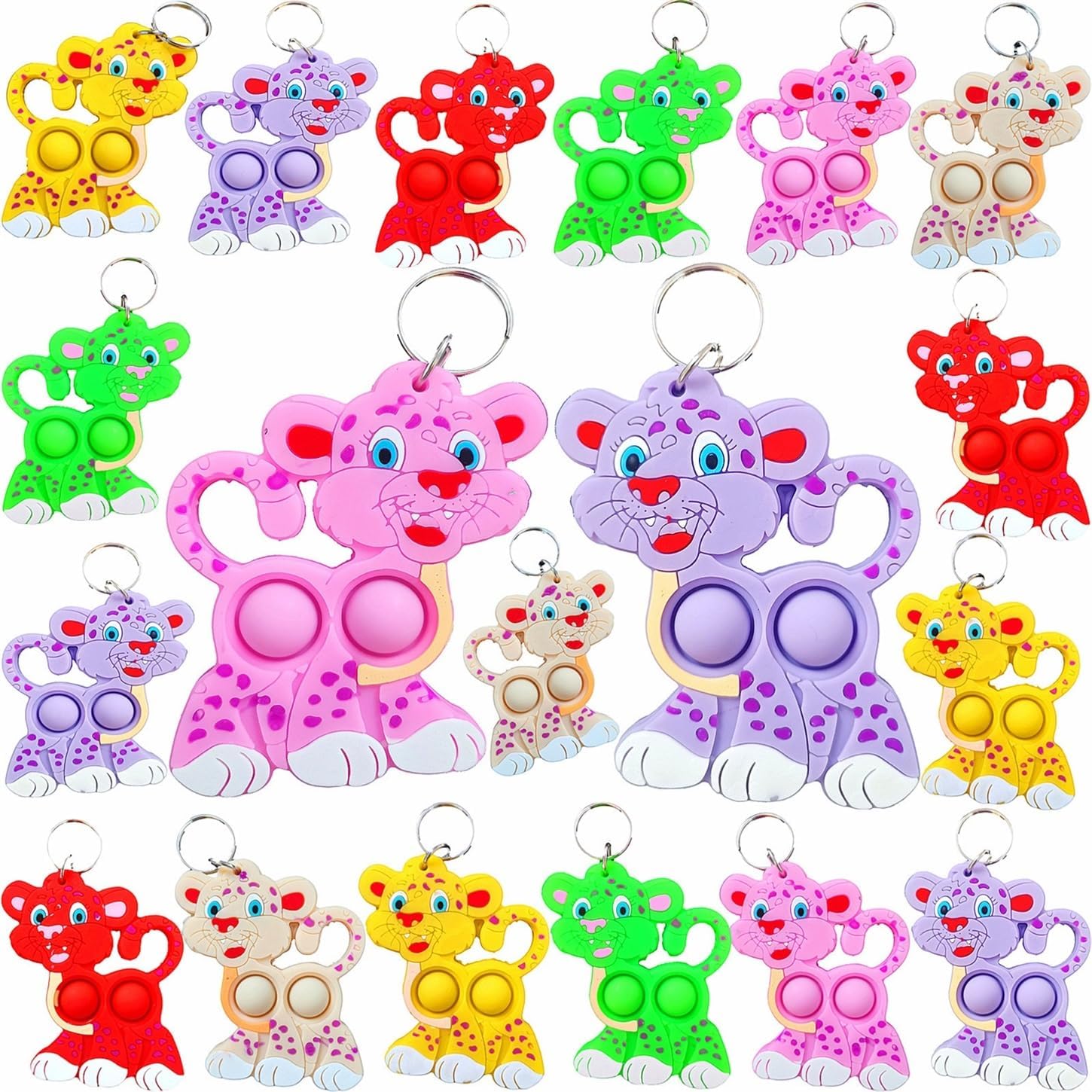 Bulk Animal Students Party Favors from Teacher, Mini Pop Holiday Classroom Fidget Prize Present for Kids (24 Leopard)