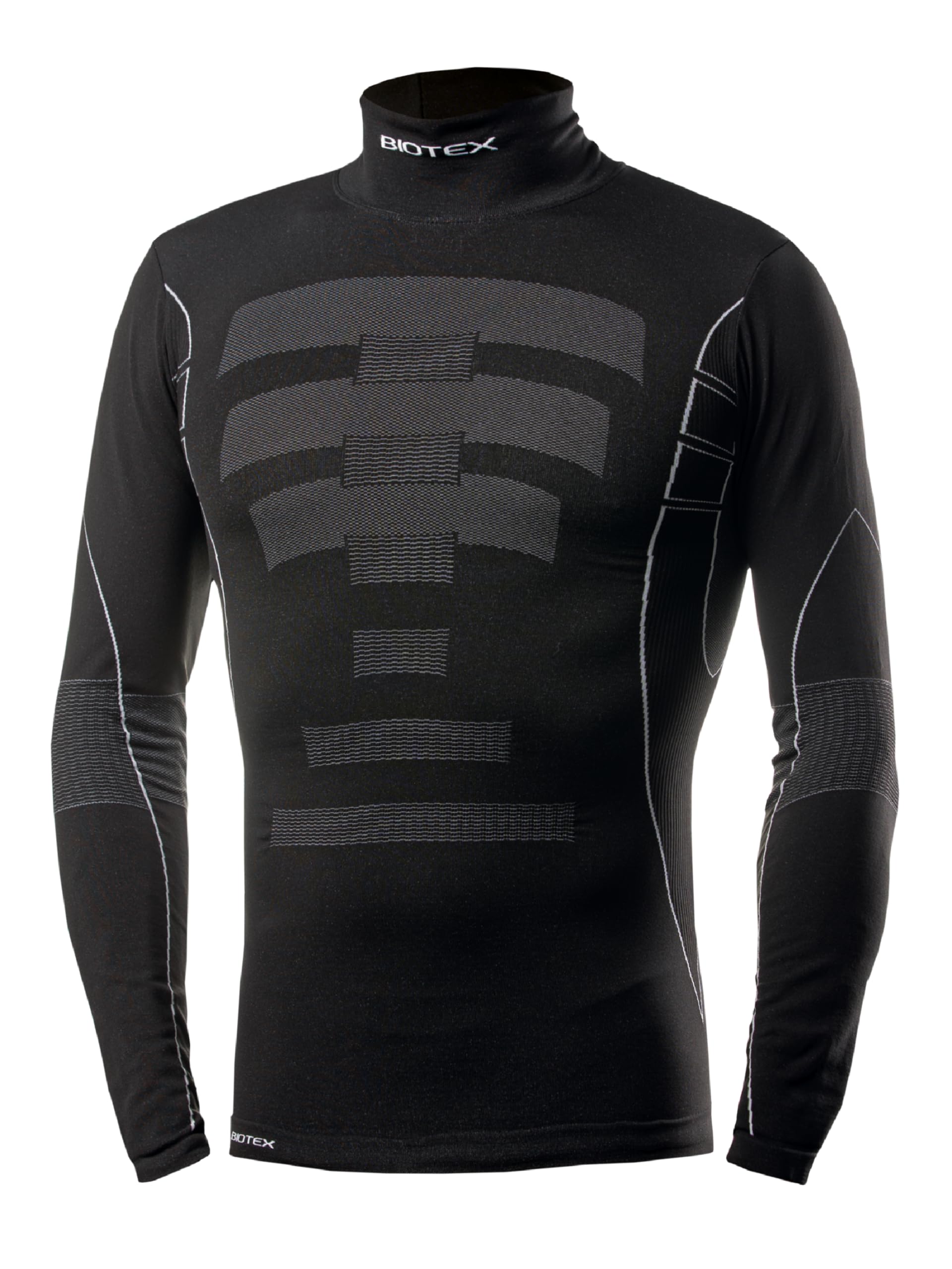 BIOTEX Lupetto Warm Effect per Ciclismo e Running, Intimo Tecnico Sportivo, Maglia Termica a Manica Lunga a Collo Alto, Nero