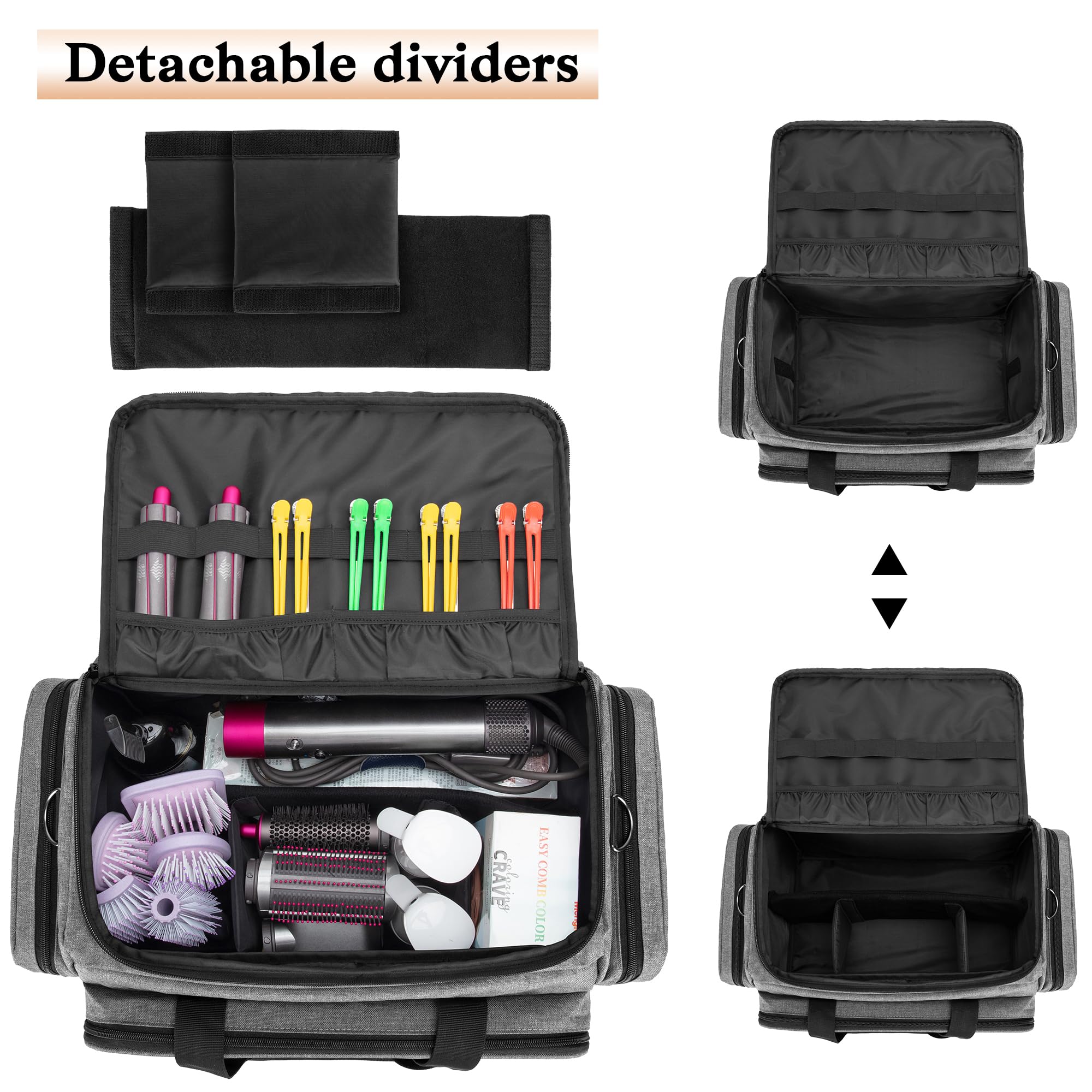 BAFASO Friseur Reisetasche, Frisör Aufbewahrung Koffer für Salon, Friseur Tasche für Friseurin, Maskenbildner, Stylist, Friseur Zubehör Organizer Tasche, OHNE ZUBHEÖR, Grau