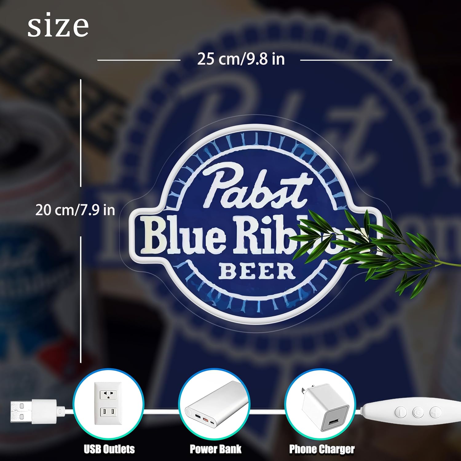 Blue Beer Neon Sign,Dimmable PBR Neon Light Sign,Led Neon Signs for Man Cave,USB Powered Neon Wall Sign for Bar Party Club Pub Bistro Decor,7.9x9.8 inches.