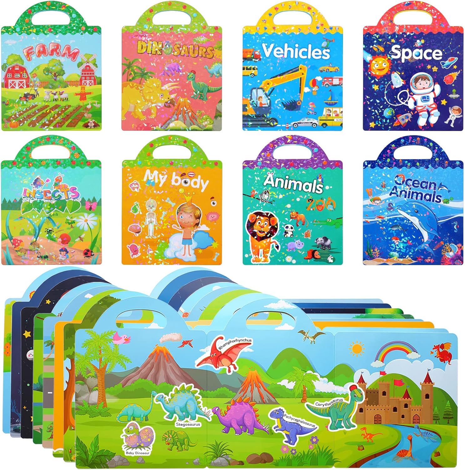 Glenmal 8 Set Reusable Sticker Book for Kids 24 Preschool