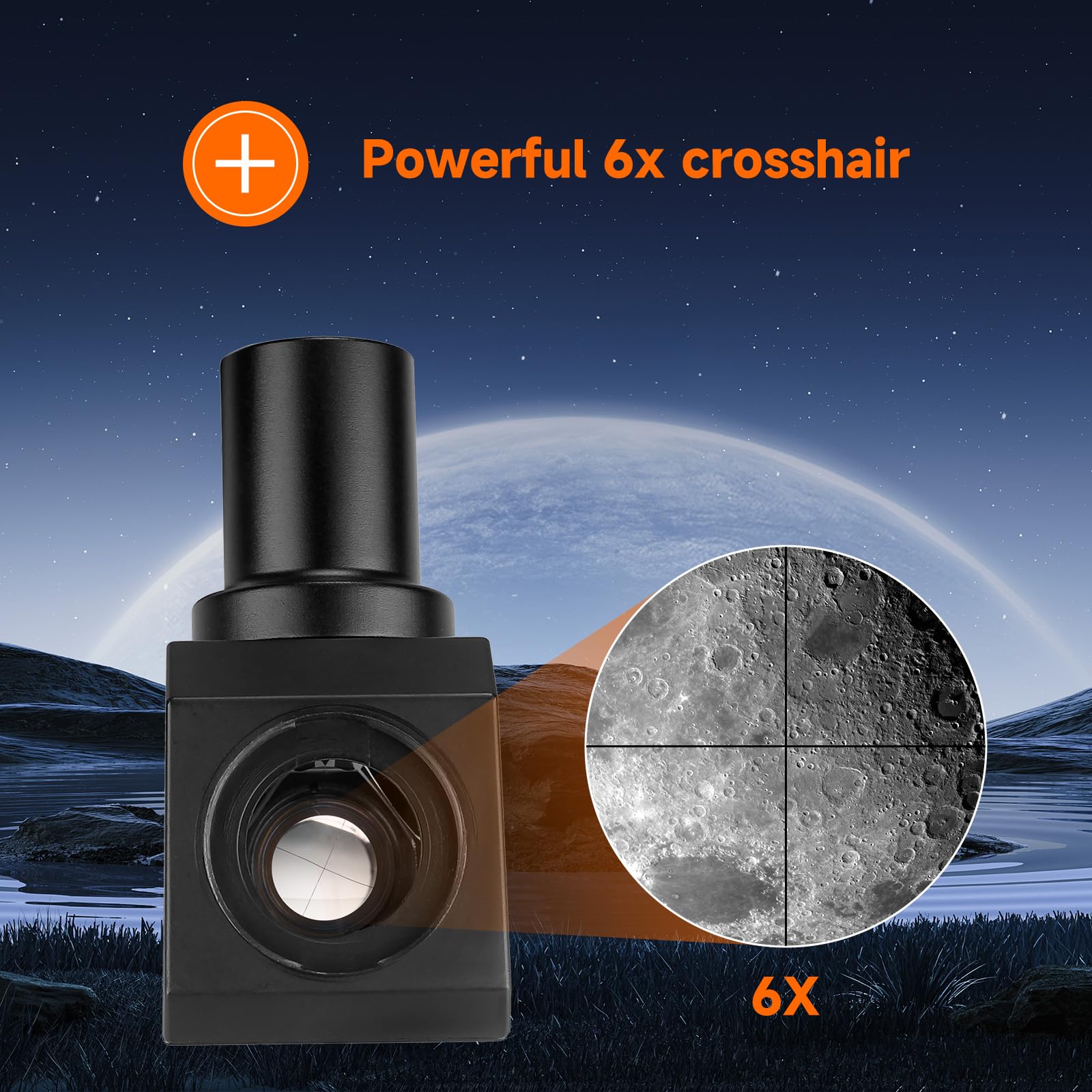 SVBONY Buscador SV182, buscador óptico de Imagen Correcta en ángulo Recto, Alcance buscador de 6 x 30 para telescopio astronómico, con retícula y Soporte