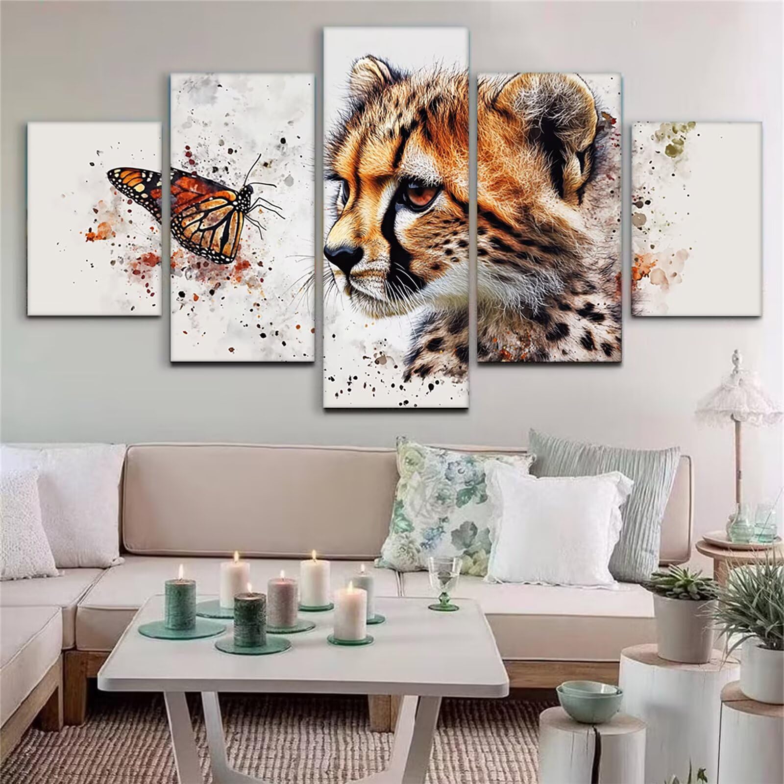 5 sztuk Diament Motyl Malarstwo Leopard Diament Malarstwo Dorośli DIY Zestaw do malowania diamentowego dla dorosłych Zestaw do haftu krzyżykowego Diamentowe malowanie do dekoracji ścian domu 175x90cm