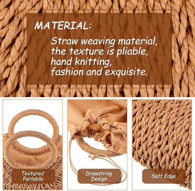 Frienda Bolso Tote de Paja Hecho a Mano para Mujer miniatura 5