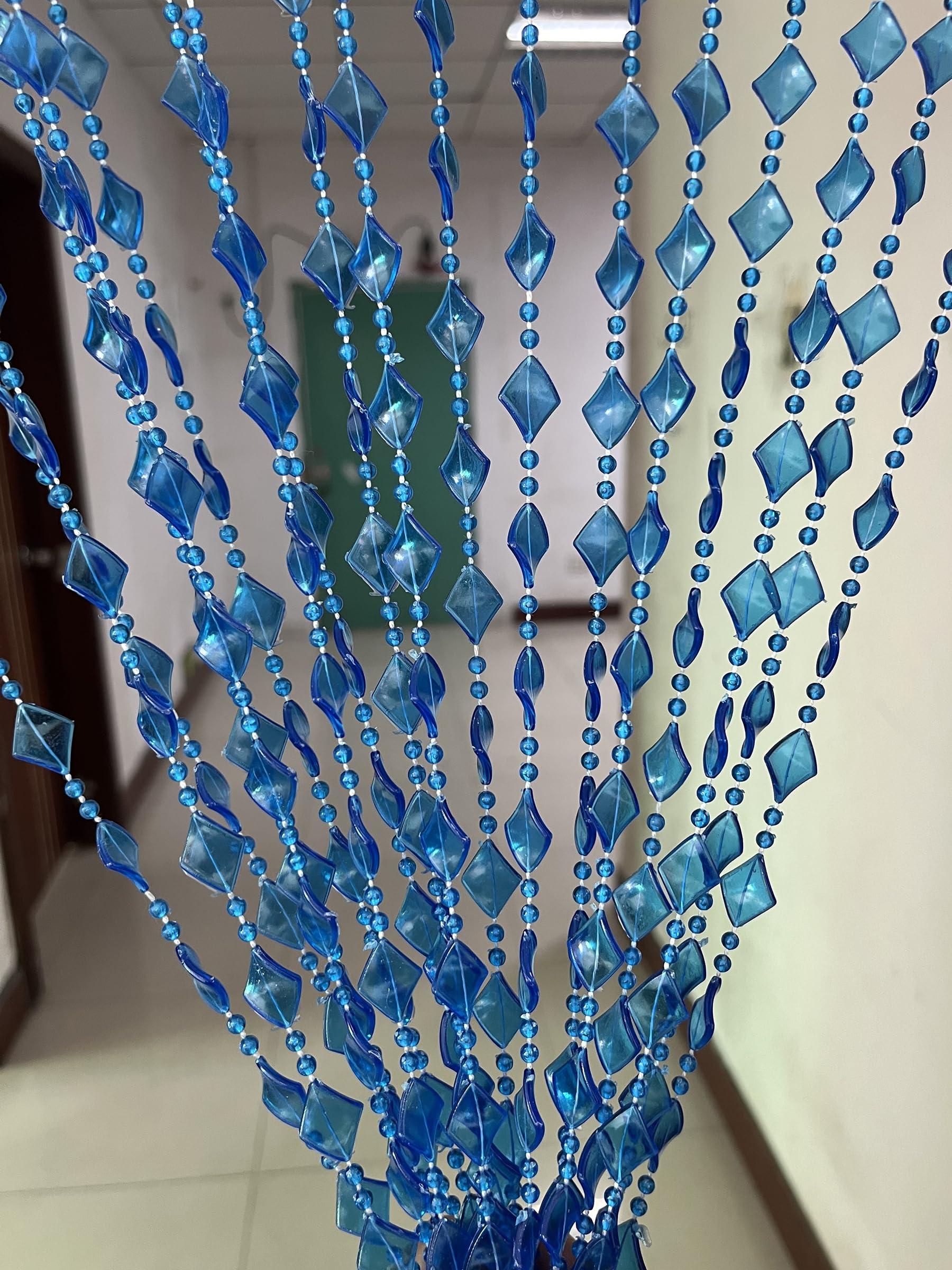 ZiDeTang Acrylic Maple Leaves Diamond DΓ©cor Beaded Door Curtain String Doorway Room Divider Window Tassel Blind Screen Panel (39.3"x76.7",Dark Blue)